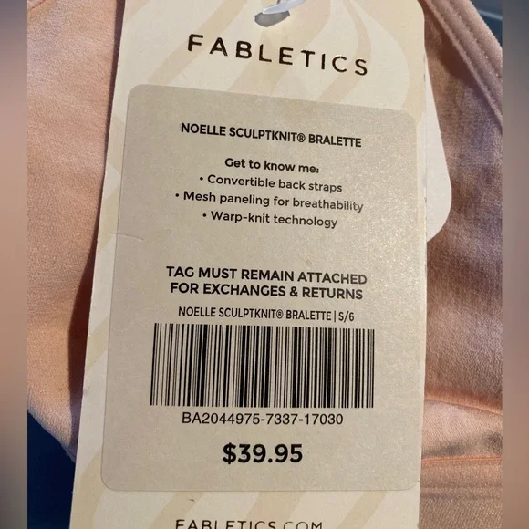 NWT FABLETICS Noelle Sculptknit RACERBACK BRALETTE SZ Small SOFT Pink Cloud - Picture 5 of 6